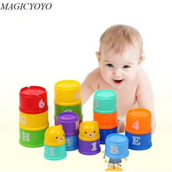 

Baby Toys Stack Cup Children Arabic Numbers Letters Print Colorful Stacking Cups Plastic Toy