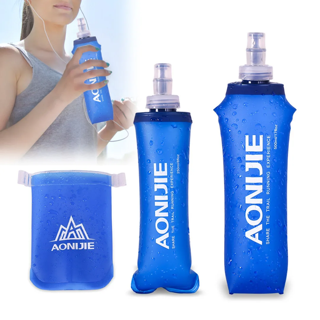 1Pcs 170ML/250ML/500ML Water Bags Outdoor Hiking Camping Foldable TPU Soft Flask Sports Cycling Running Water Bottle New