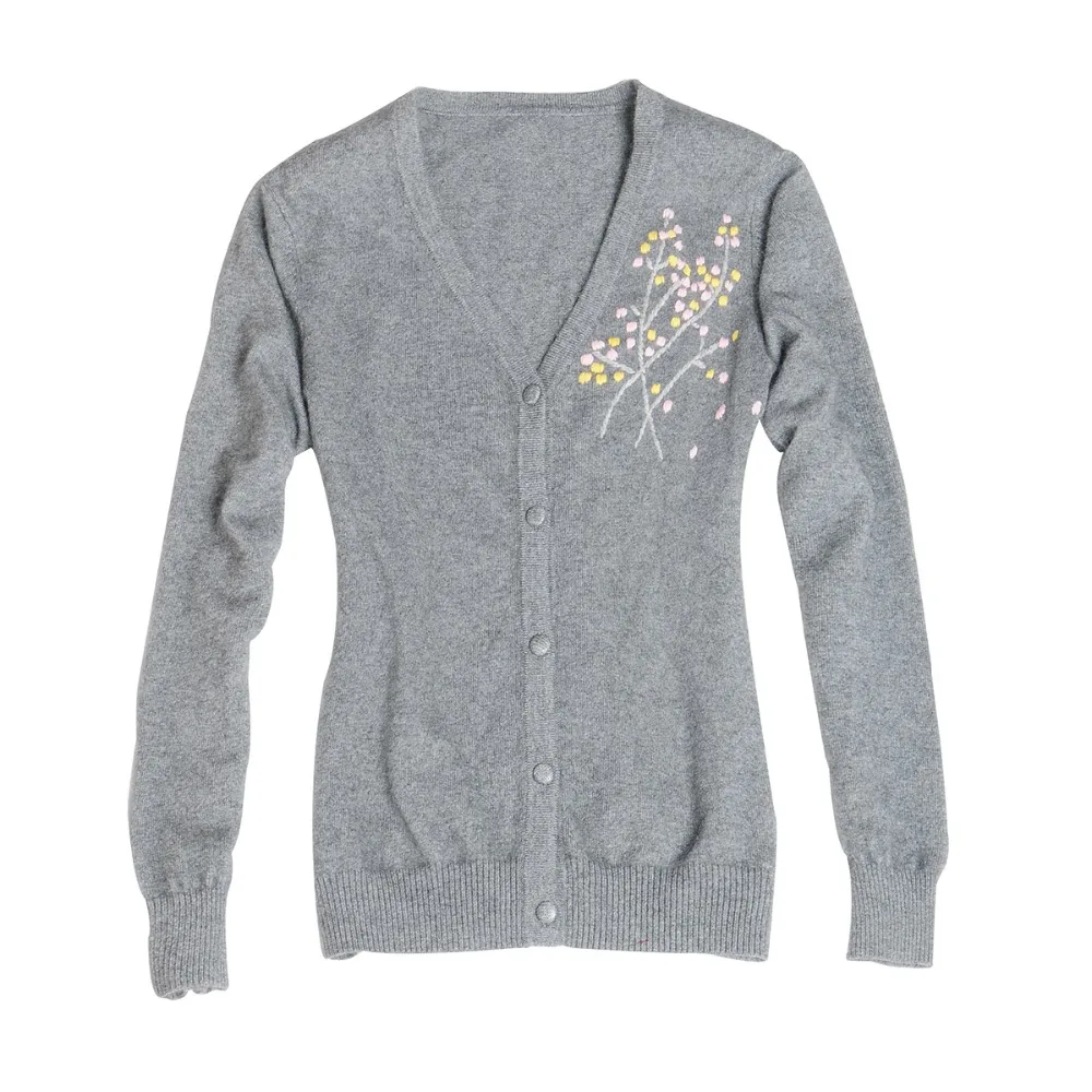 ZHILI 2018 New Autumn Winter Women's V-Neck Cardigan Cashmere Sweater |