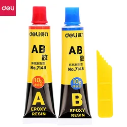 3 CARDS/LOT Deli 7148# 10g epoxy resin AB glue transparent strong plastic metal mold glue A+B 20g high viscosity universal glue
