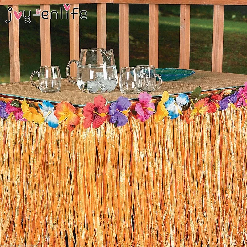 joy enlife colorful flowers artificial grass table skirt hawaiian tropical party decor wedding party summer - Halloween Pool Decorations joy enlife colorful flowers artificial grass table skirt hawaiian tropical party decor wedding party summer - Halloween Pool Decorations