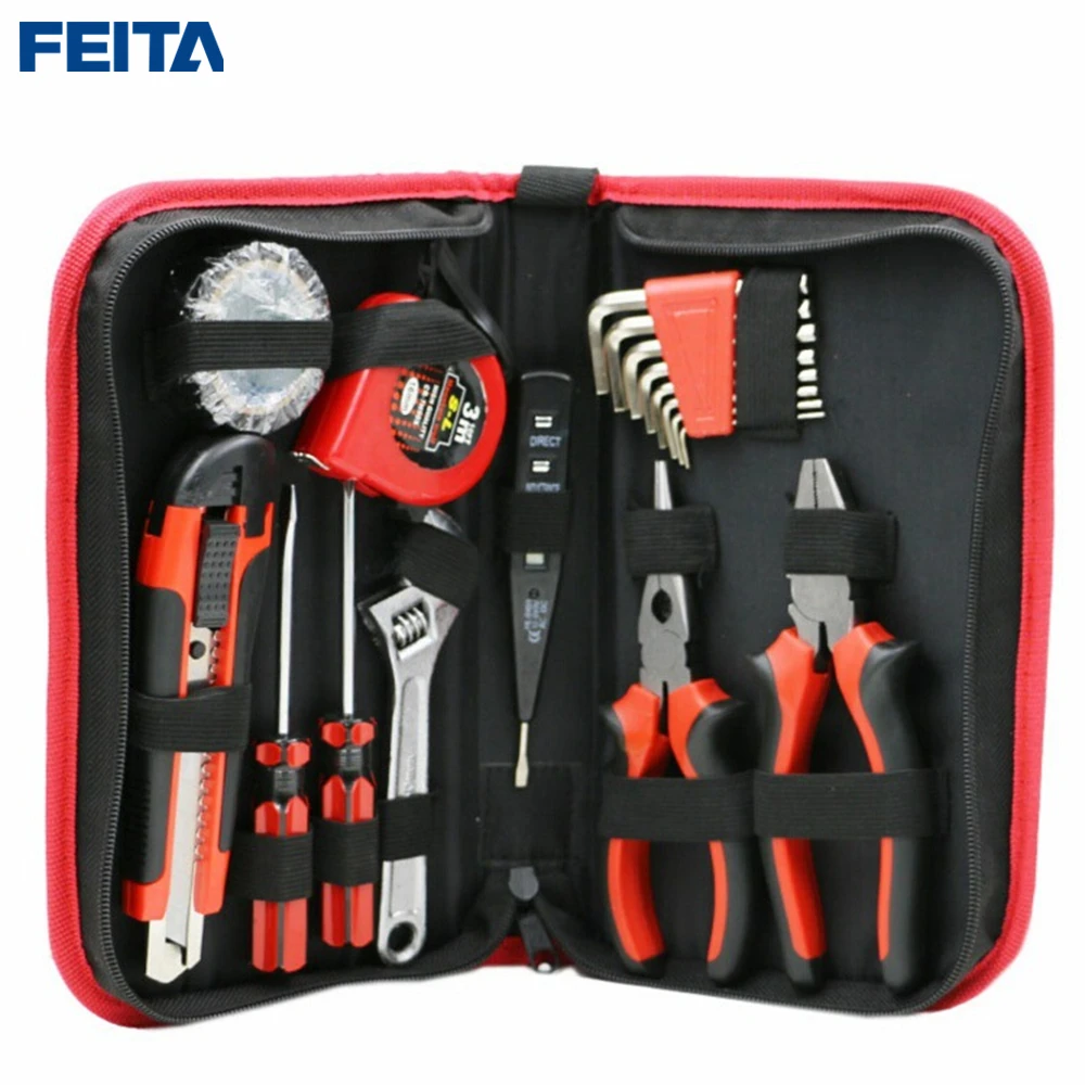 

FEITA 18pcs/Set Garden Home Repair Tool Set Kit Screwdriver Utility Knife Plier DIY Handy Case Hand Household Tools Set