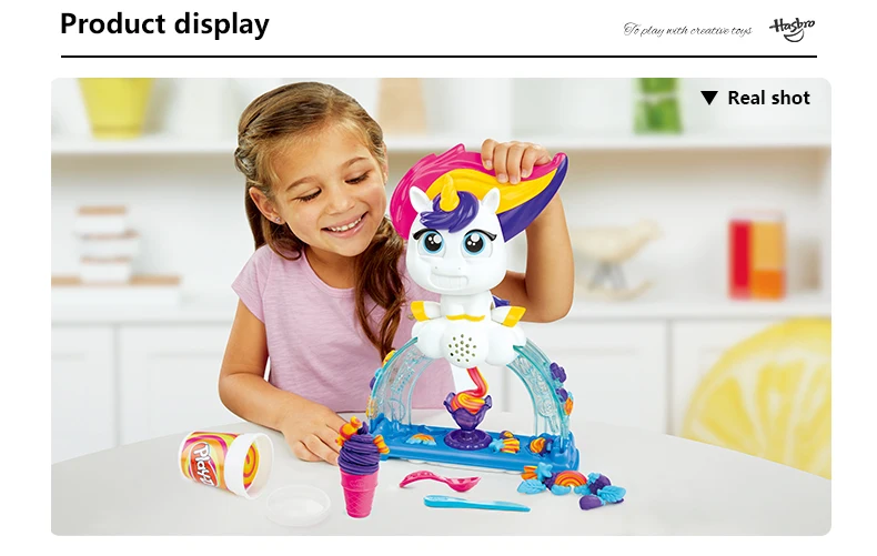 Набор для мороженого Hasbro Play-Doh Tootie the Unicorn с 3 нетоксичными цветами Play Doh color Swirl Compound