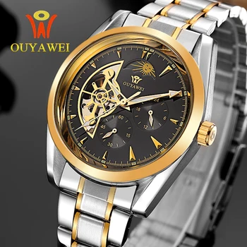 

Mechanical Watch Top Brand Luxury Gold Automatic Clock Men watch Men Stainless Steel Skeleton Wristwatch Relogio Masculino