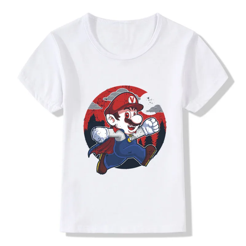 2017 Children Super Mario Print Funny T Shirts Kids Summer Tops Girls