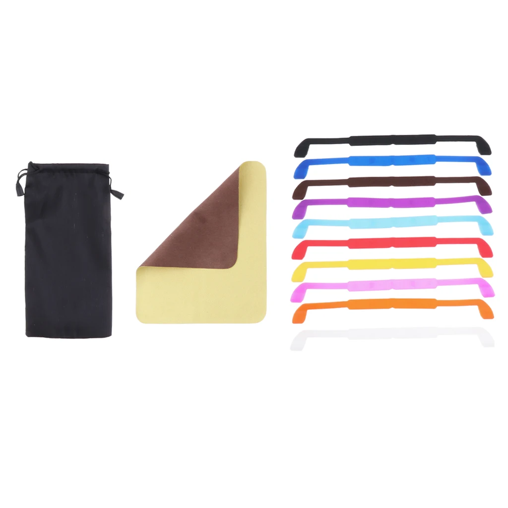 10pcs Anti-slip Silicone Glasses Strap Sports Glasses Strap Holder for Kids Adults, with Eyeglasses Bag and Cloth