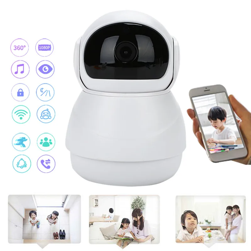 Achat 3D Navigation 2MP HD 1080 P Bébé Positionnement Suivi Webcam Mini Wifi Caméra IP Caméra IR Nuit De Stockage en Nuage 360 panoramique vue