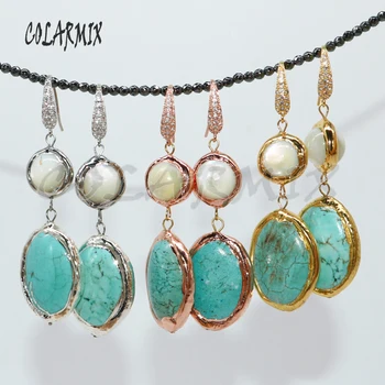 

5 pairs blue stone earrings double stone earrings dangle earrings gems jewelry for women earrings gift 4975