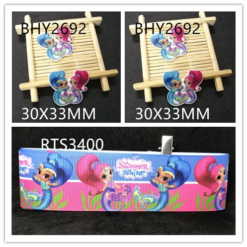 

7/8inch 100yard ribbon and 100pcs resin 1 set printed cartoon printed ribbon and resin RTS3400