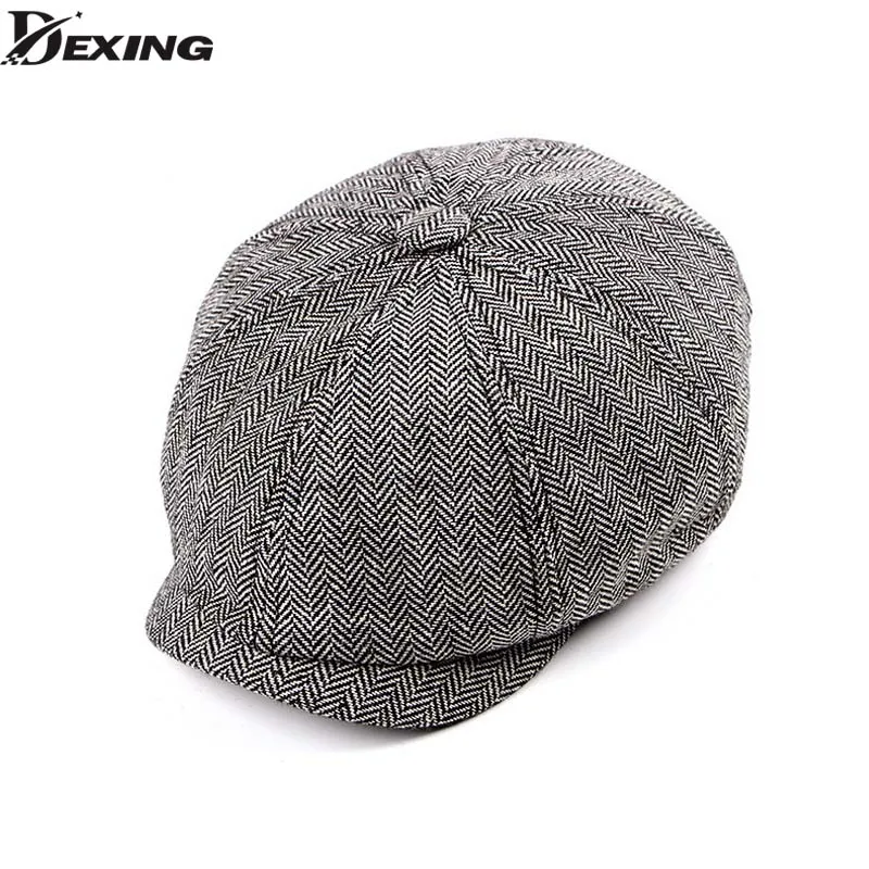 3pcs Children Kids Flat Cap Tweed Check Herringbone Newsboy Peaky Baby Hats