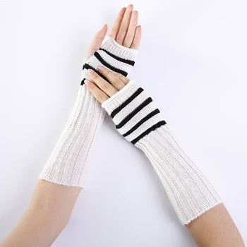 

Fashion Winter Fingerless Thin Gloves Women Autumn Winter Warm Black White Gloves Cotton Adult Girls Mittens Luva Feminina