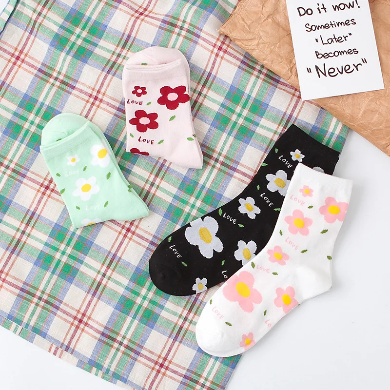 

1 Pair Fashion Japanese College Style Chic Flower Sakura Pattern Women's Funny Socks in spring and summer Dropshipping