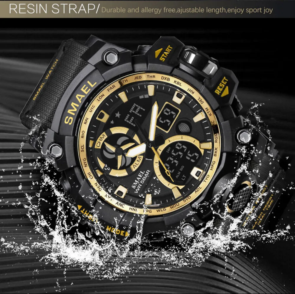Relogio masculino мужские спортивные часы с двойным дисплеем Аналоговый Цифровой светодиодный электронный наручные резиновый ремешок для часов военные часы A40