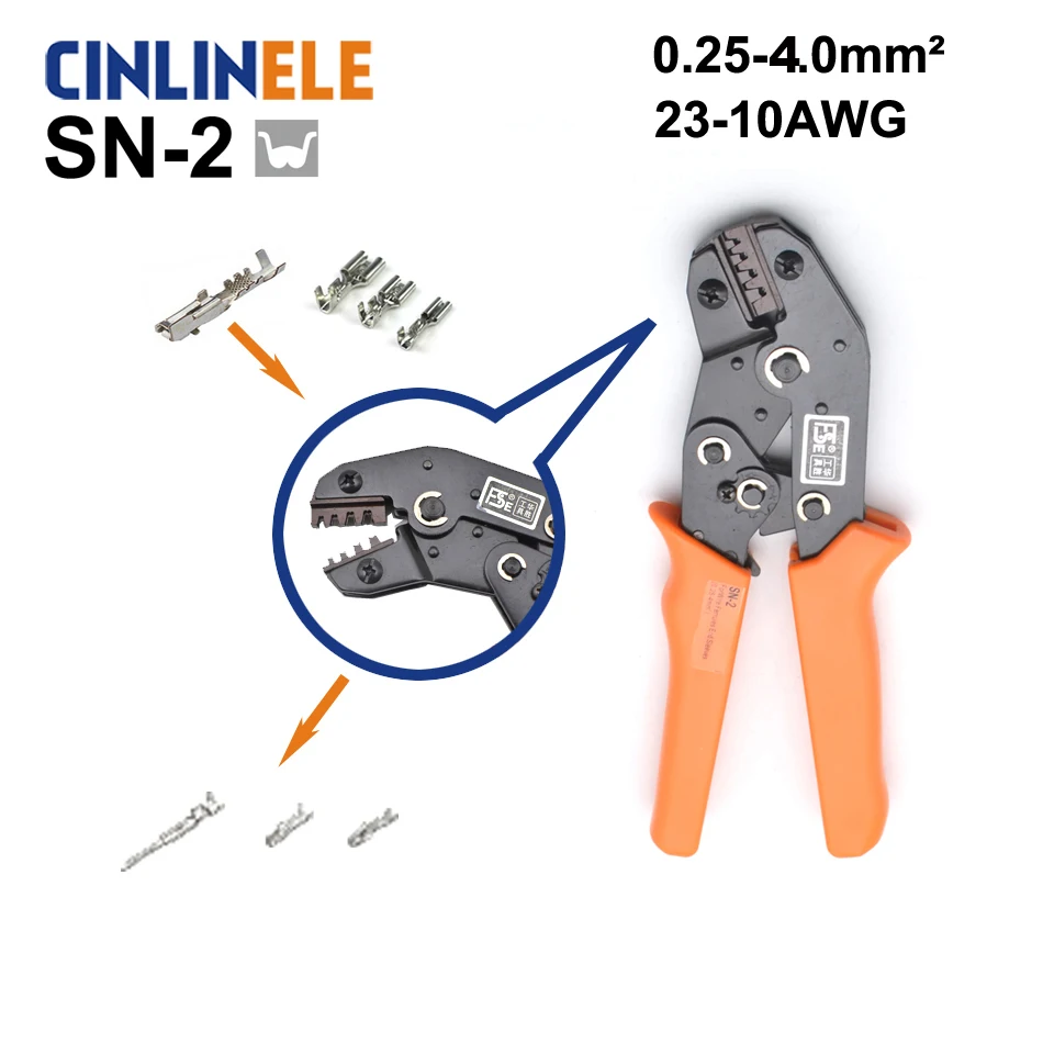 

Free Shipping SN-2 0.25-4.0mm 23-11AWG Mini Type Self Adjustable Crimping Hand Pliers Electrical Wire Terminals Crimper Tools