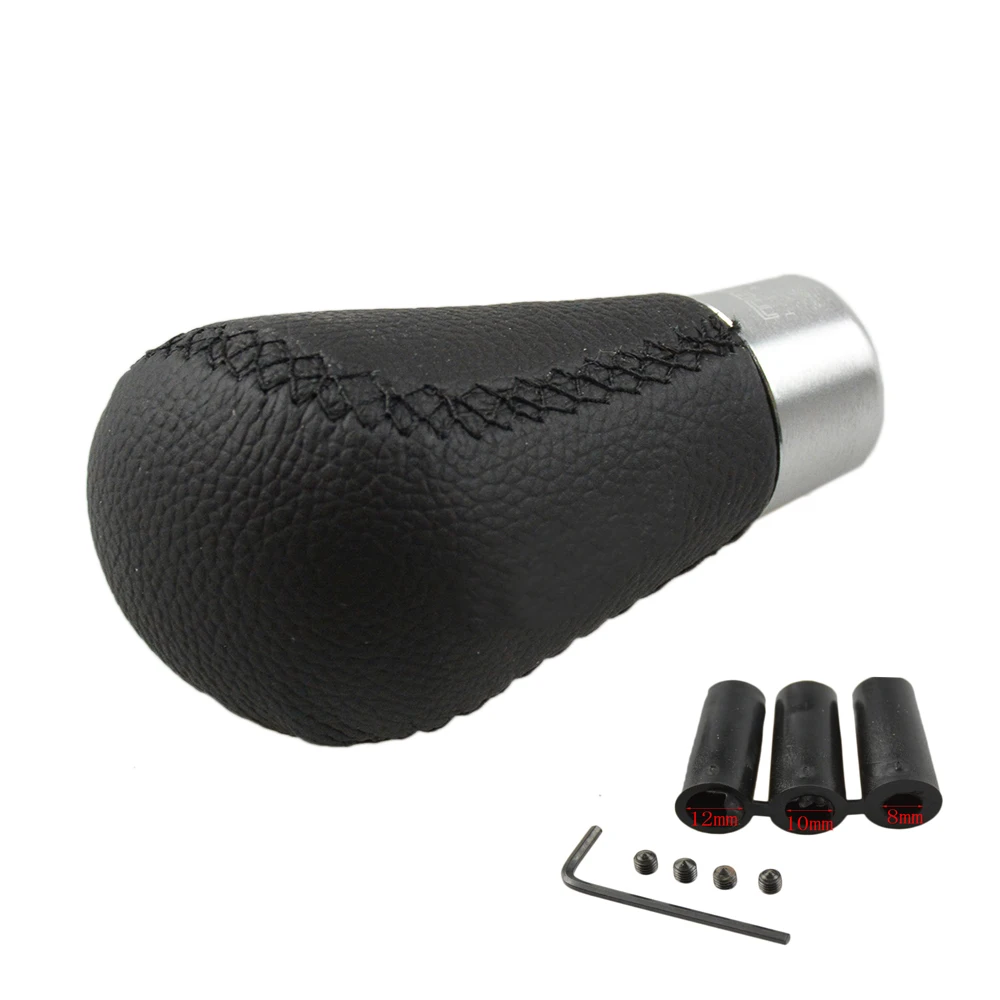 Universal Black Leather Racing Sport Manual Gear Shift Knob Head Gear