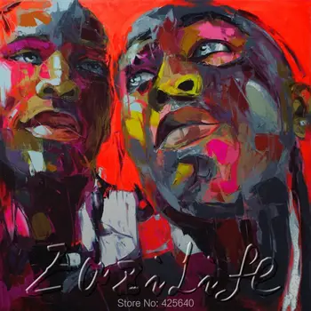 

Palette knife portrait Face Oil painting christmas figure canva Hand painted Francoise Nielly wall Art picture34