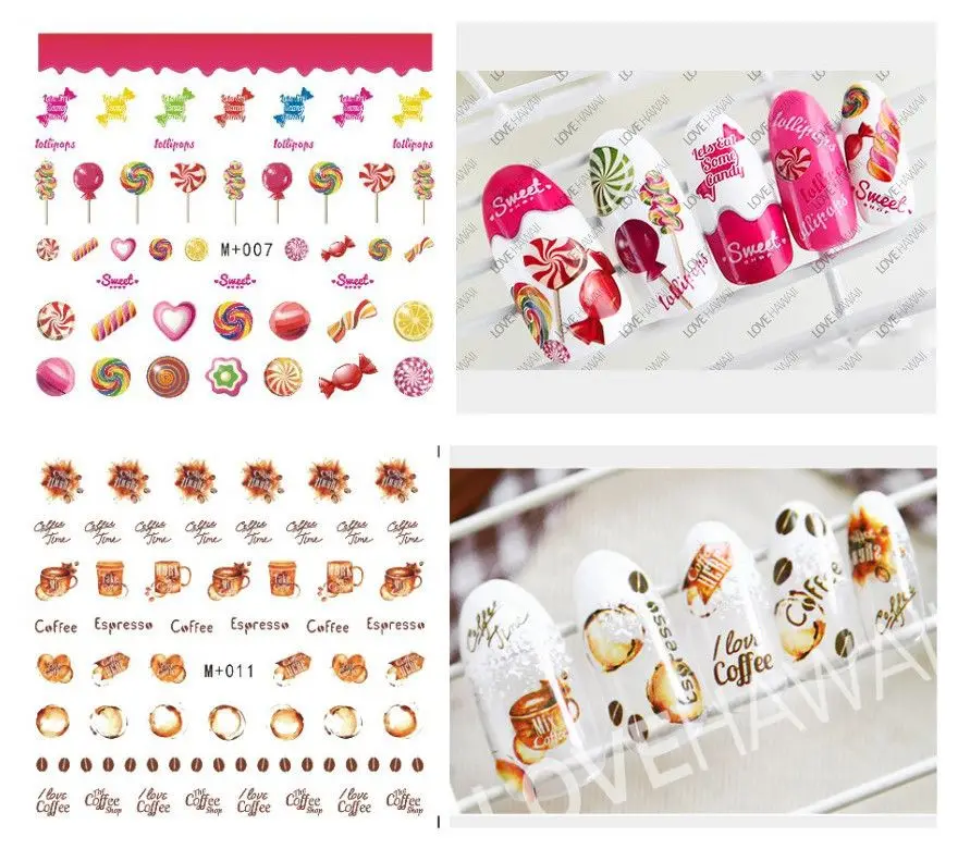 

Delicious candy shape watermark sticker nail sticker cake coffee watermark nail stick nail ornament m 005-011