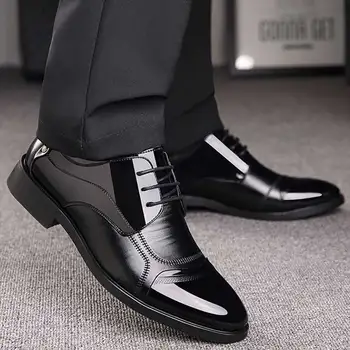 

Business Leather Shoes Men Formal Dress flats Luxury mens shoes casual Male Office Wedding Shoes Mocassin Homme Rubber