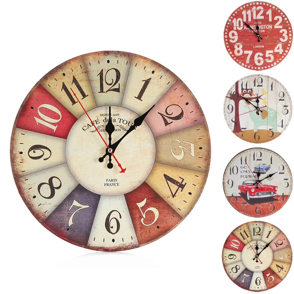

Vintage Style Non-Ticking Silent Antique Wood Wall Clock for Home Kitchen reloj de pared Office Drop Shipping Lowest Price