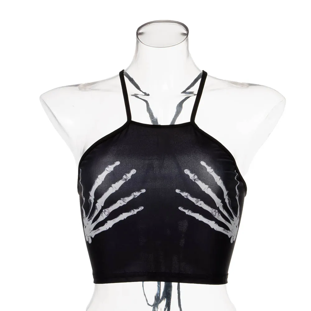 

Cartoon 3D Print Crop Tops Bustier Sexy Slim Sleeveless Straps Backless Condole Women's Digital Print Halter Bandeau Camisole