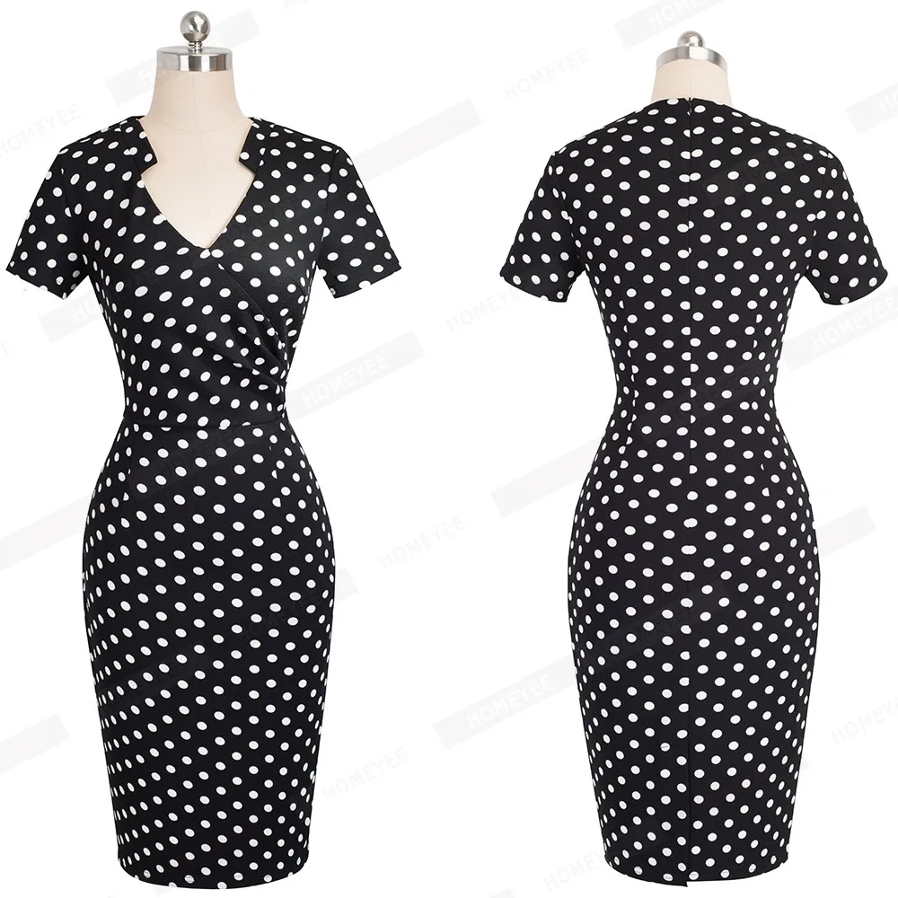 Summer Women Dots Floral Work Office Business V Neck Dress Casual Short Sleeve Print Bodycon Pencil Dress EB450 Summer Women Dots Floral Work Office Business V Neck Dress Casual Short Sleeve Print Bodycon Pencil Dress EB450