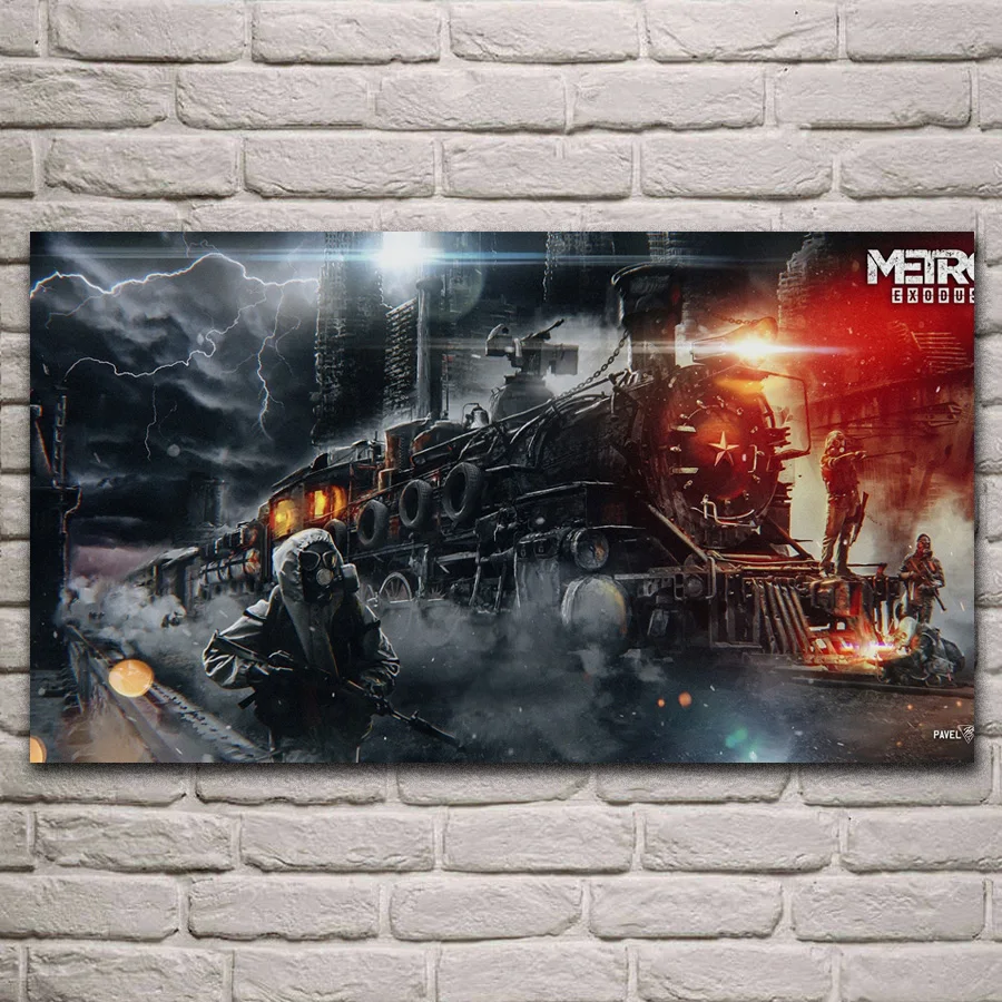 

metro stalkers train station night game fan artwork living room decor home wall art decor wood frame fabric posters KH693