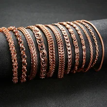 585 розовое золото цепи браслет для женщин нержавеющая сталь Pulseira Feminina аксессуары не выцветает