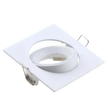 

New Design White Nickel Square Recessed LED Ceiling Down Lights Adjustable Frame MR16 GU10 Bulb Fixture Fitting Downlight Holder