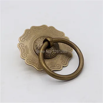 

Chinese antique simple drawer knob furniture hardware bookcase wardrobe cabinet shoe door handle closet cone vintage pull ring