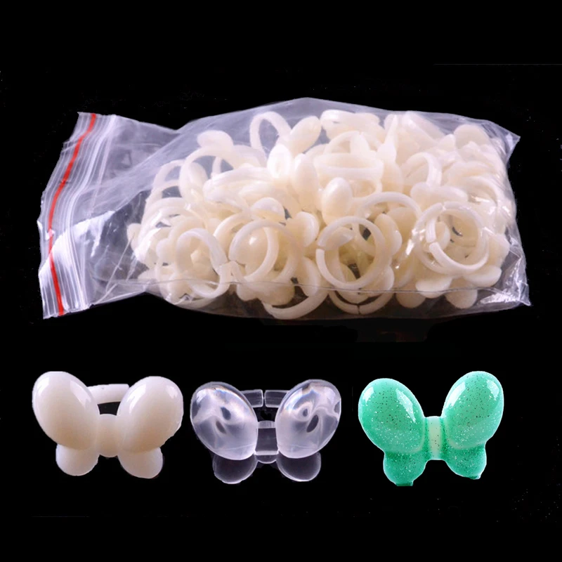 

Wholesale 50Pcs Polish UV Gel Color Butterfly Display Nail Art Ring Style Nail Tips Manicure Nail Art Tools Makeup Nature/Clear