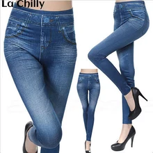 Имитация ковбоя тонкие леггинсы Новая Мода Леггинсы для женщин джинсовые узкие брюки фитнес плюс размер леггинсы
