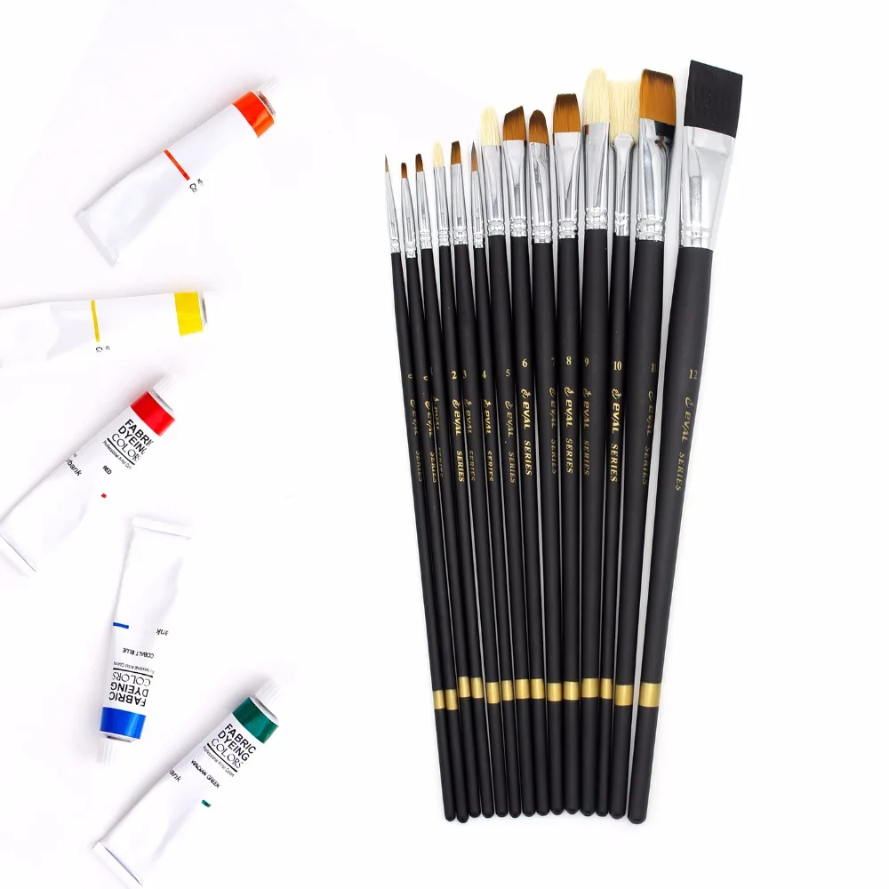14 pcs/Set Acrylic Brush Oil Painting Brush Painting Nylon Bristle Brush for Professional School