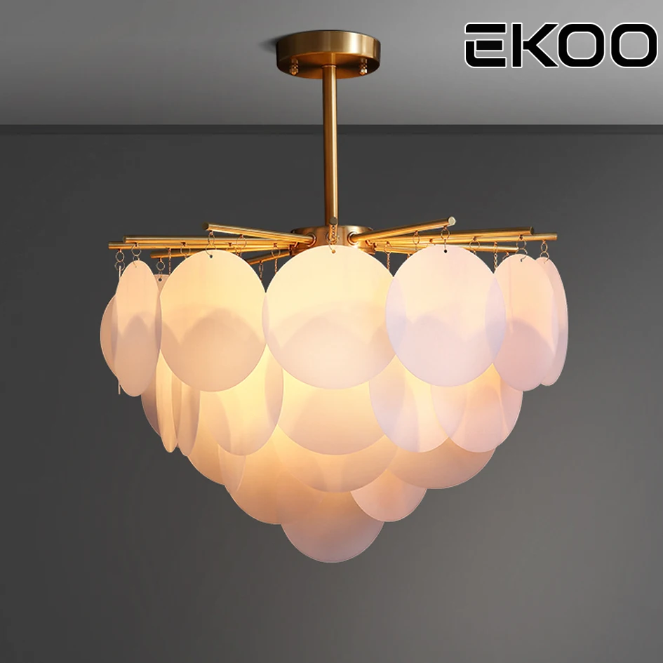 

ALUMOTECH Nordic post-modern copper round acrylic E14 creative Pendant light for living room bedroom dining room light