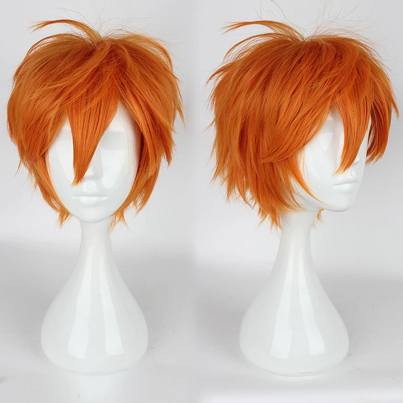 

12" Short Wavy Orange Party Basic Anime Hair Cosplay Wig Heat Resistant+Wig Cap