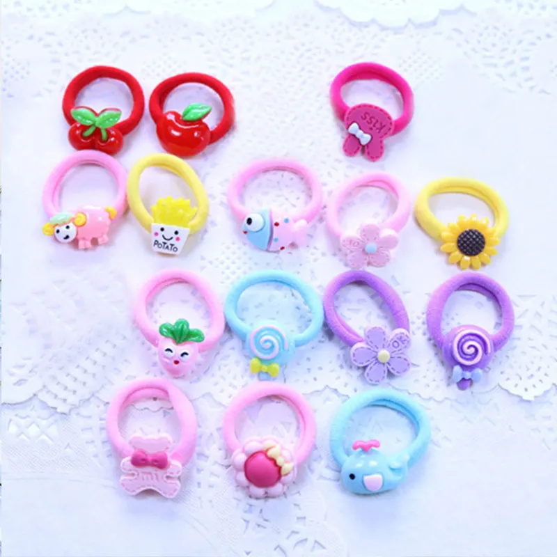

2pcs/1lot Cute Hair Accessories Sweet Hairball Girls Elastic Hair Bands Headwear Baby Rubber Bands little girls Hair Rope ties