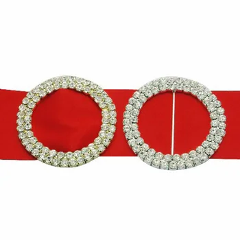 

50mm double row rotundity crystal rhinestone buckle for wedding invitation card Napkin buckle, ribbon clasp, silver gold button