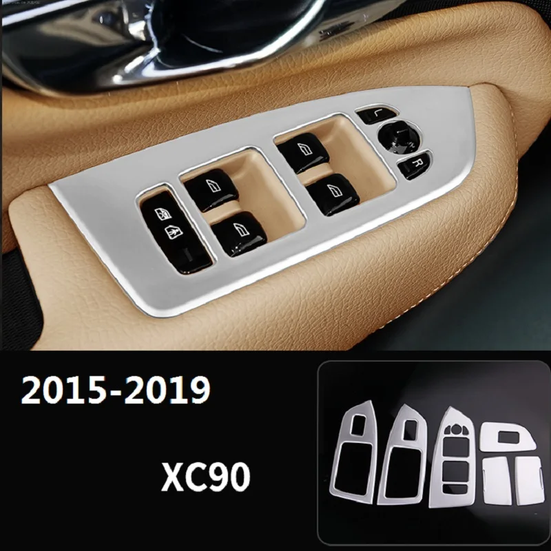 

for Volvo XC90 modified 15-19 XC90 window button decorative frame lift switch panel decorative stickers car accessories