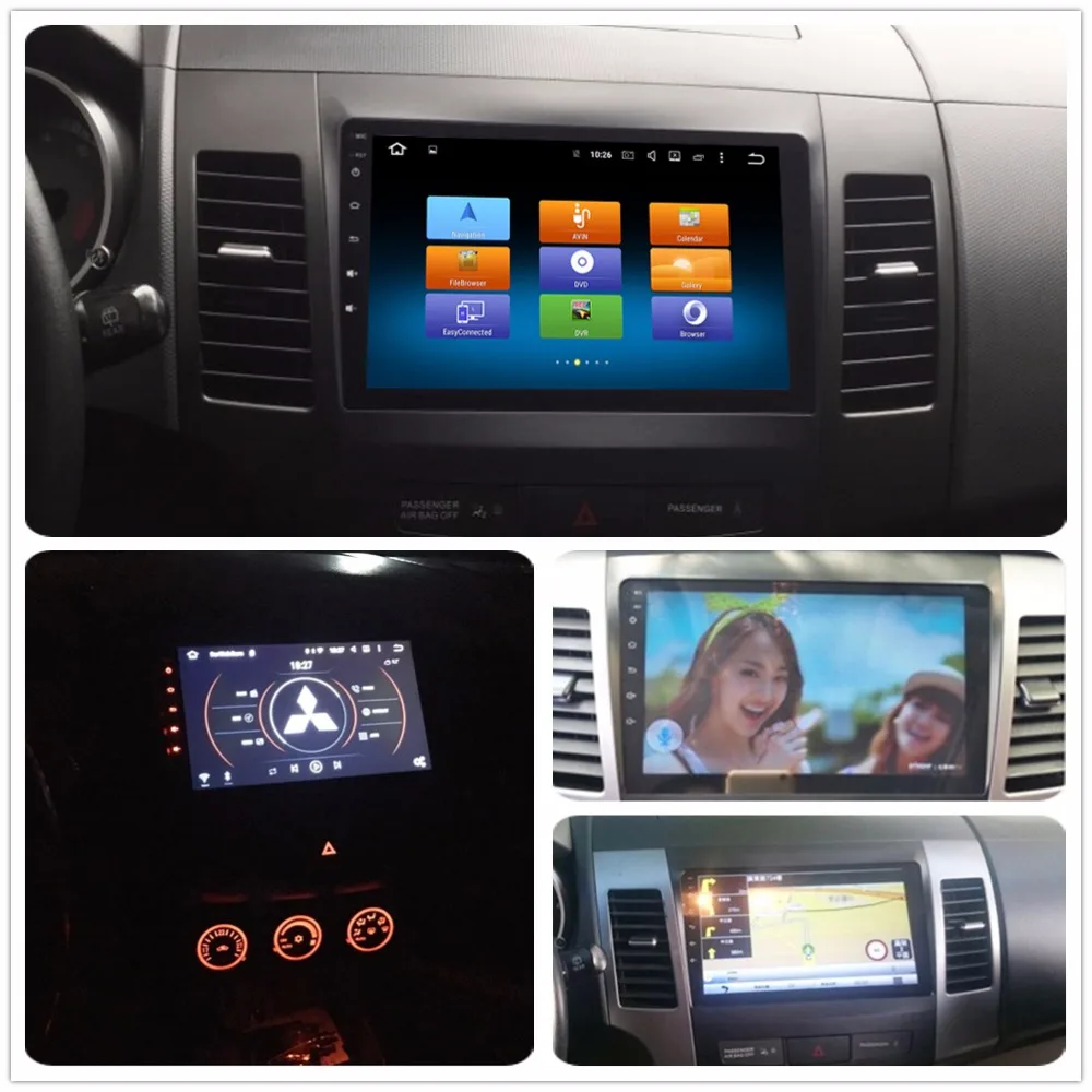 Discount 9"IPS Android 8.0 Car GPS Radio Player for Mitsubishi Outlander 2007-2011 with Octa Core 4GB+32GB GPS map Navigation Multimedia 6