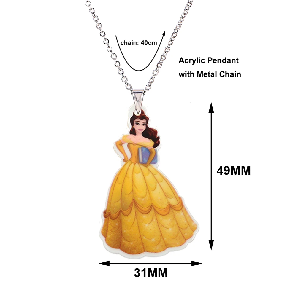 Мультяшная принцесса большая пластиковая Подвеска Ожерелье для девочек Серебряная цепочка плоская полимерная Детская Подвеска - Окраска металла: DLP571