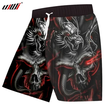 

UJWI Men Shorts 2018 Summer Hip Hop Streetwear Fitness Elastic Trousers Man Brand Clothes 3D Print Dragon Skull Board Shorts 5XL