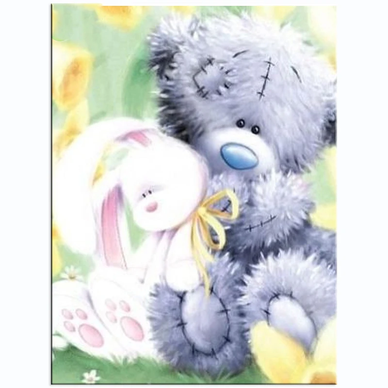 

100% full 5D Diamond Painting Cartoon Bear 3D Daimond Embroidery round Rhinestones painting Diamant Plush Teddy children's gifts