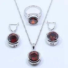 Новое поступление 925 Серебряный Красный родолит Свадебные Ювелирные наборы для женщин кольцо Размер 6#7#8#9#10# Бесплатный подарок T58 T58
