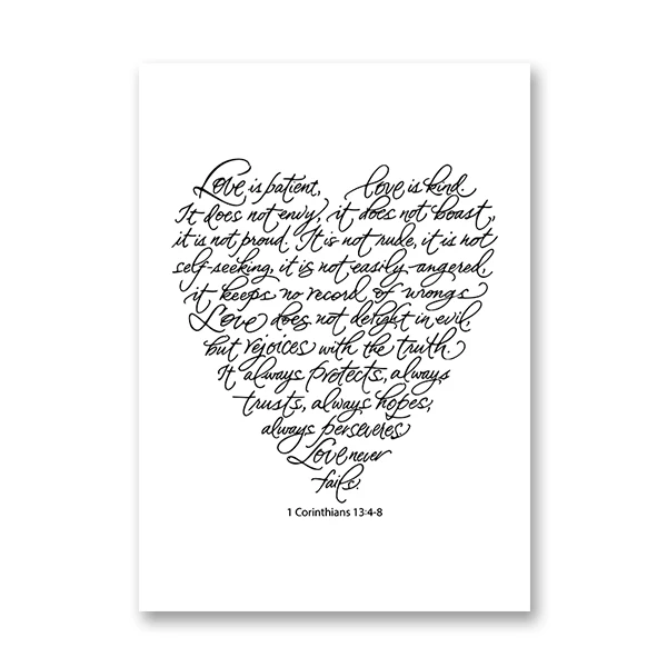 Любовь терпелива цитаты арт-принт на холсте, плакат романтический подарок на день Святого Валентина настенная живопись картина спальня домашний декор стен - Цвет: PH1616