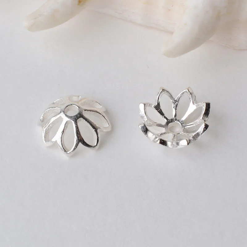 Твердые 925 стерлингового серебра цветок шарик колпачок, разделитель бусины колпачки, ювелирные изделия diy серебряные фурнитура/компоненты