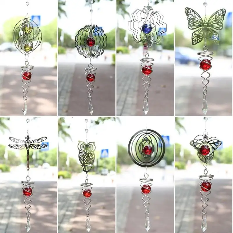 

3D Crystal Foldable Wind Chime Mirror Hanging Metal Sheet Rotate Bell Craft Bell Wind Chimes Decoration for Home Decoration