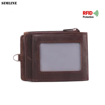 

100% Genuine Leather Wallet For Men Rfid Blocking Vintage Cowhide Short Bifold Small Slim Wallets Purse Credit ID Card Holder