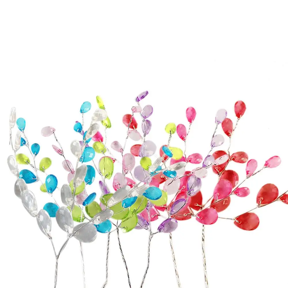 

15cm 50pcs Decorative Artificial Water Drop Acrylic Flower Wire Stems Crystal Diamante Flower Branches Bead Sprays For Wedding