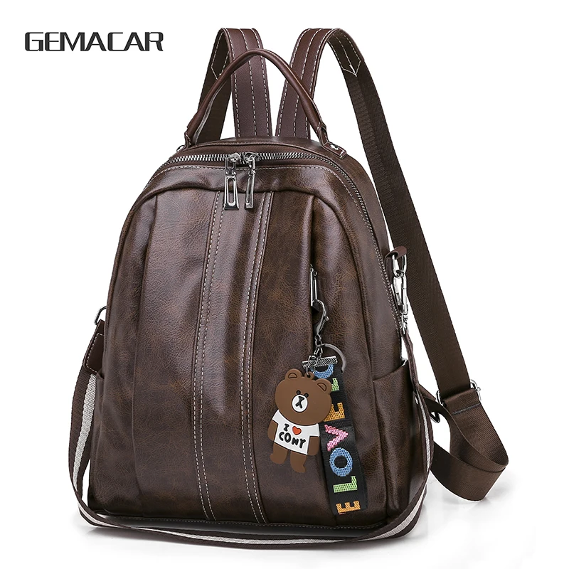 

2019 New Women's Casual Backpack Large Capacity Female Work Bag Girl Shopping Travel Backpack Soft Pu Leather