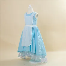 Free Shipping Retail 1pc 2015 New Girls Movie Cosplay Costume Fairy Cinderella Princess Dress Fancy Bows