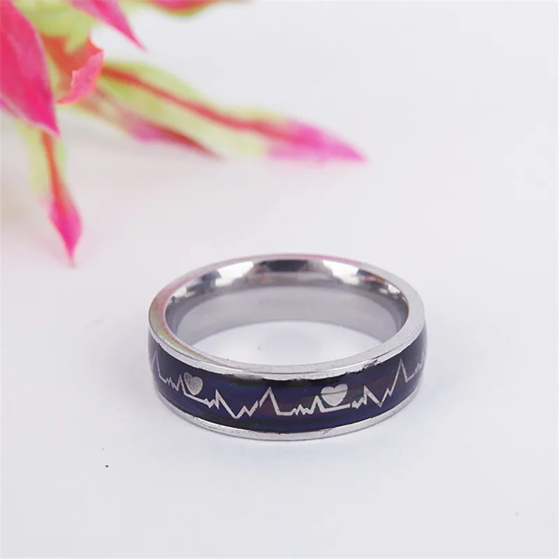 ZORCVENS Stainless Ring Changing Color Mood Rings Feeling / Emotion Temperature Ring Wide 6mm Smart Jewelry